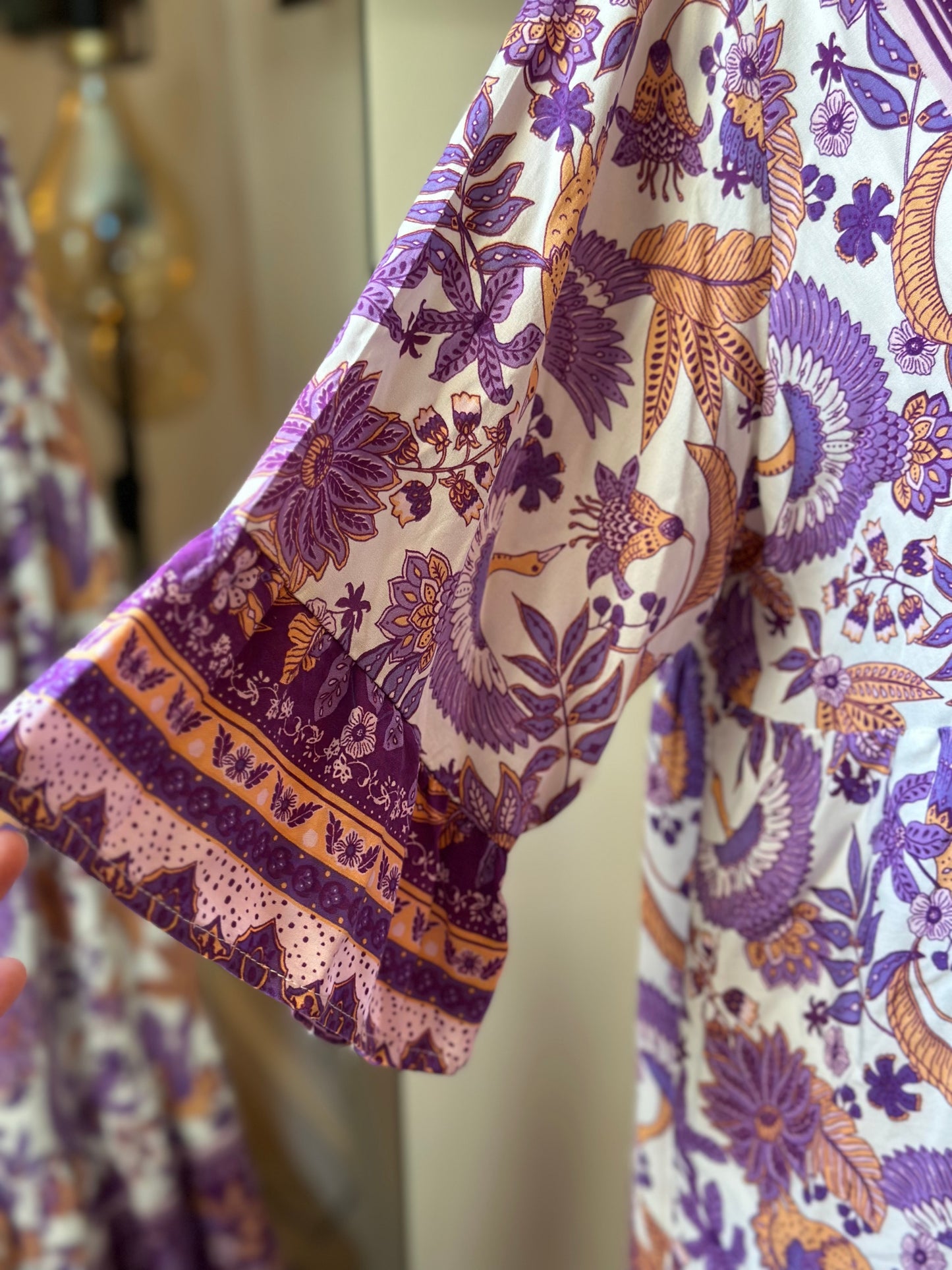 Robe fluide bohème imprimé floral violet/orangé T.U