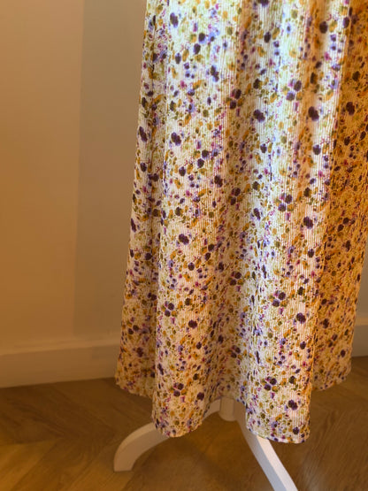 Robe longue fleurie T.42 – dos croisé réglable & doublée