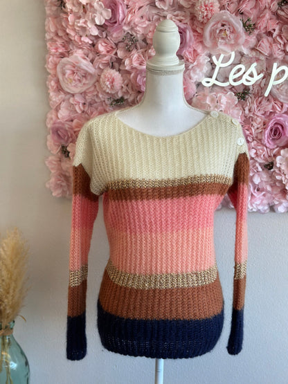 Pull en maille colorée “Tonia” en laine et mohair, T.34/36