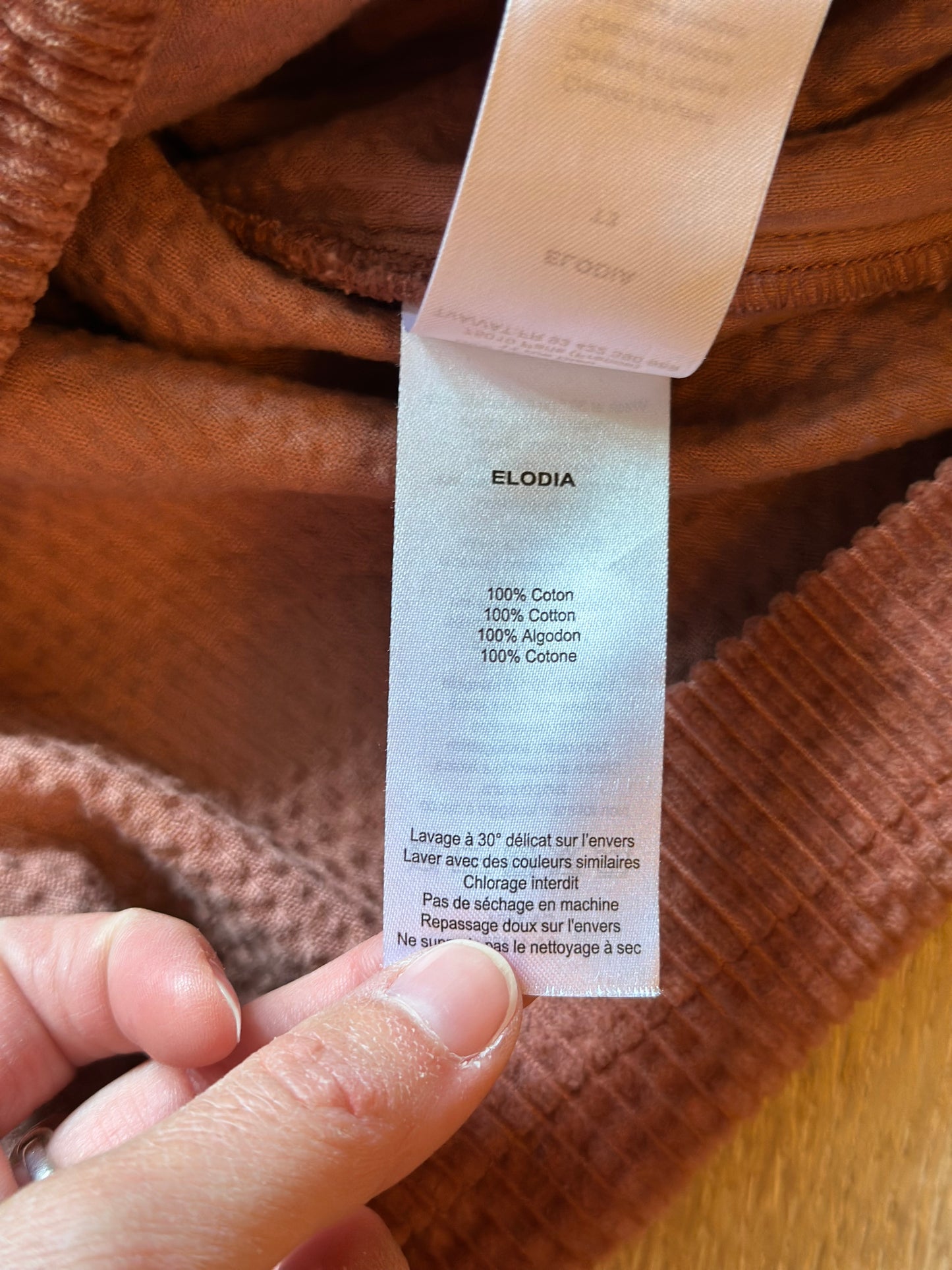 Veste en velours côtelé rose brique – Modèle Elodia – T3 (oversize)