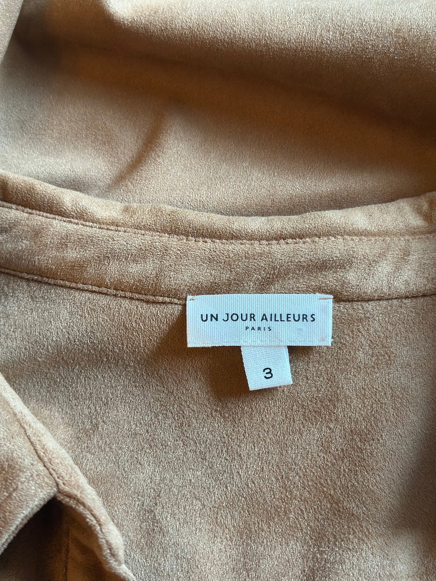 Veste chemise effet daim camel - T.3 (40/42)