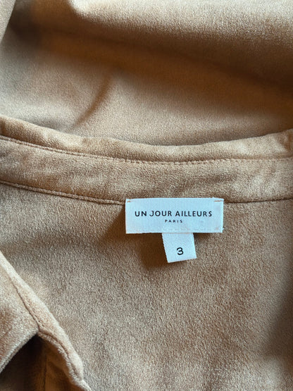 Veste chemise effet daim camel - T.3 (40/42)