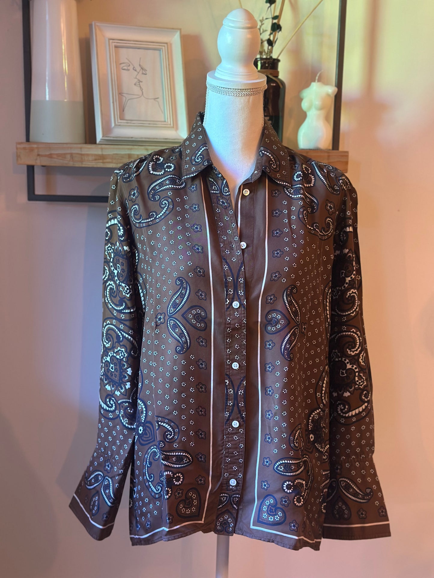 Chemise en soie imprimé bandana T.40