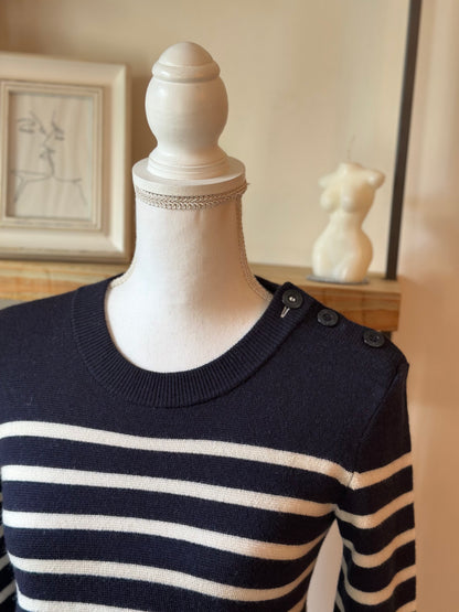 Pull marin rayé en laine mérinos T.34