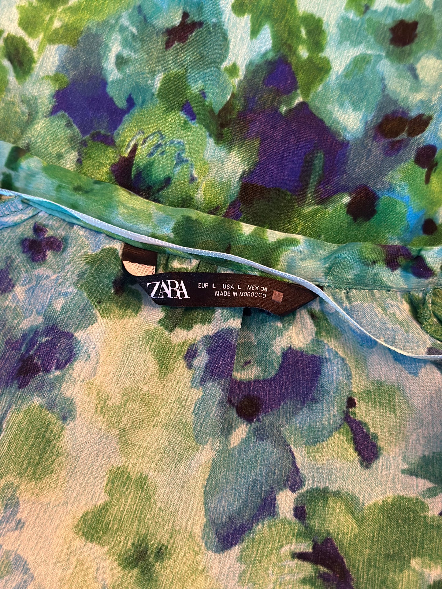 Blouse fluide imprimé fleuri vert T.40