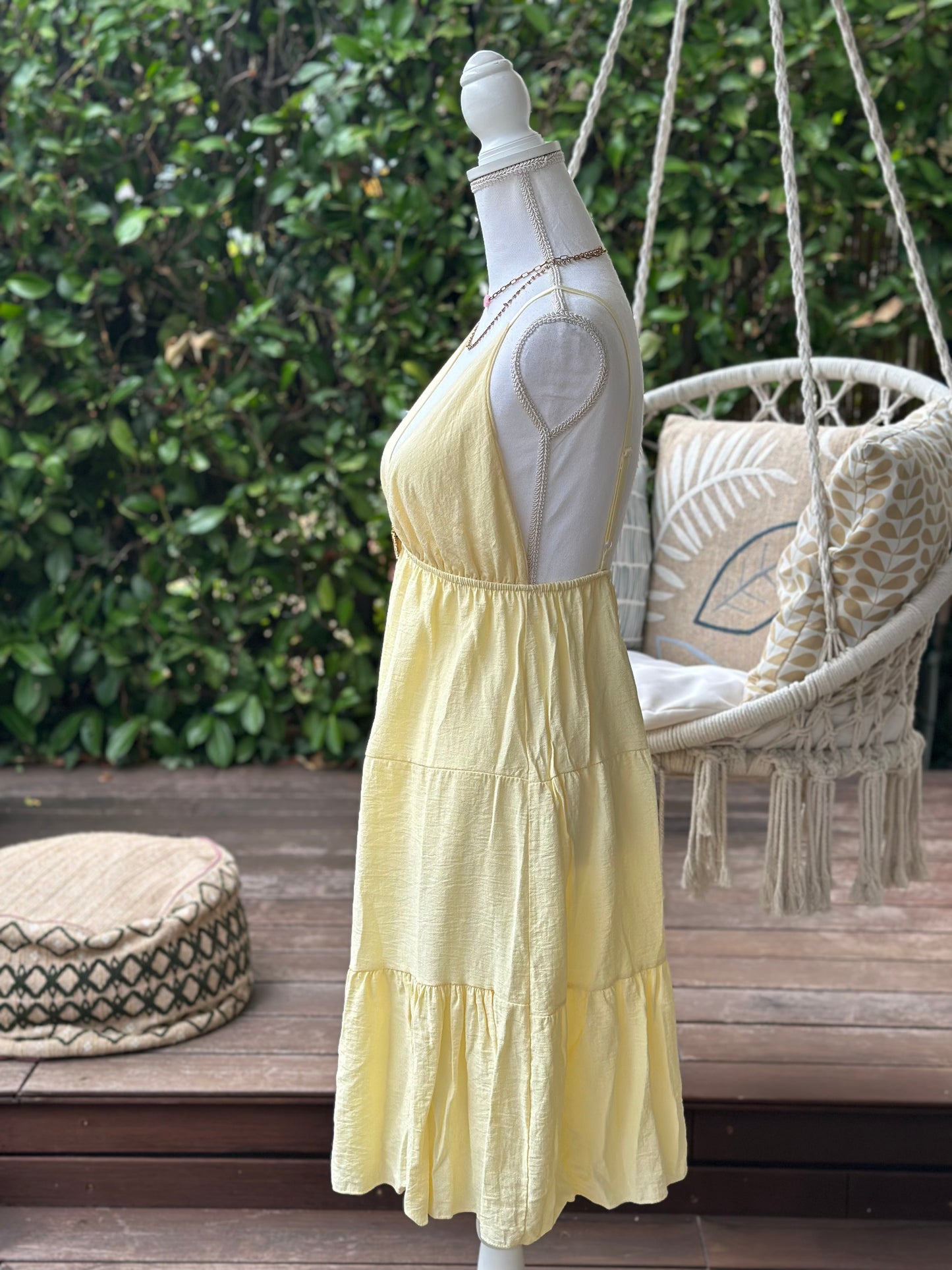 Robe à bretelles Made in Italy jaune clair en viscose T.U