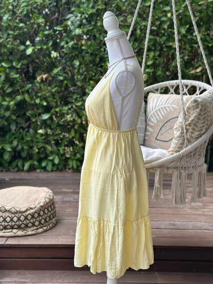 Robe à bretelles Made in Italy jaune clair en viscose T.U
