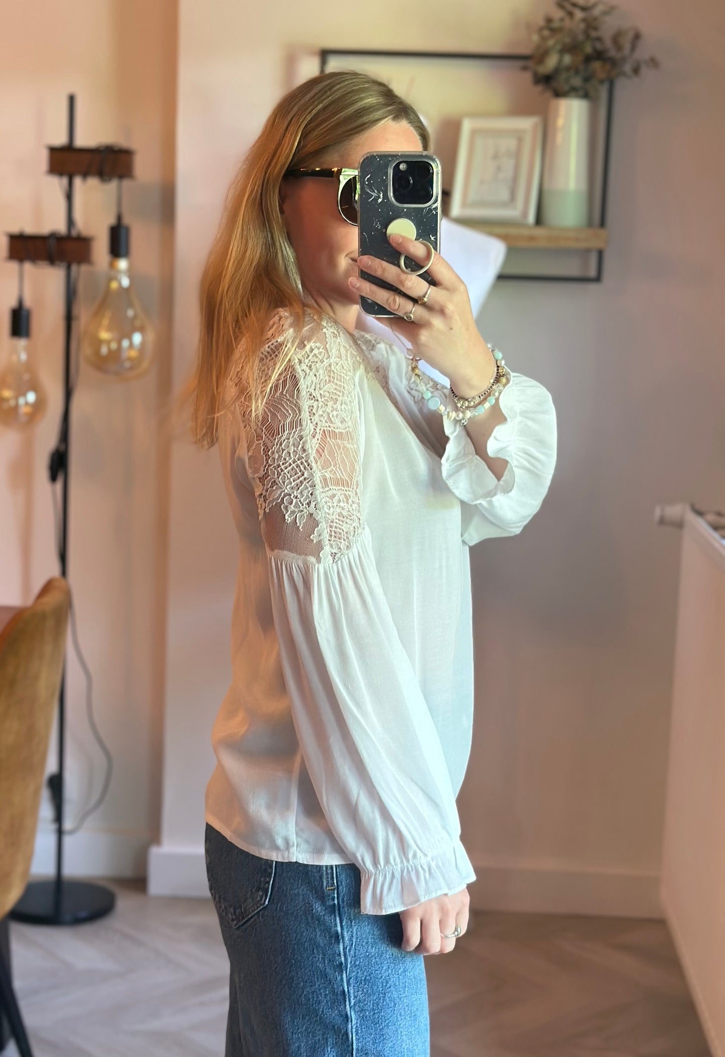 Blouse blanche dentelle T.36