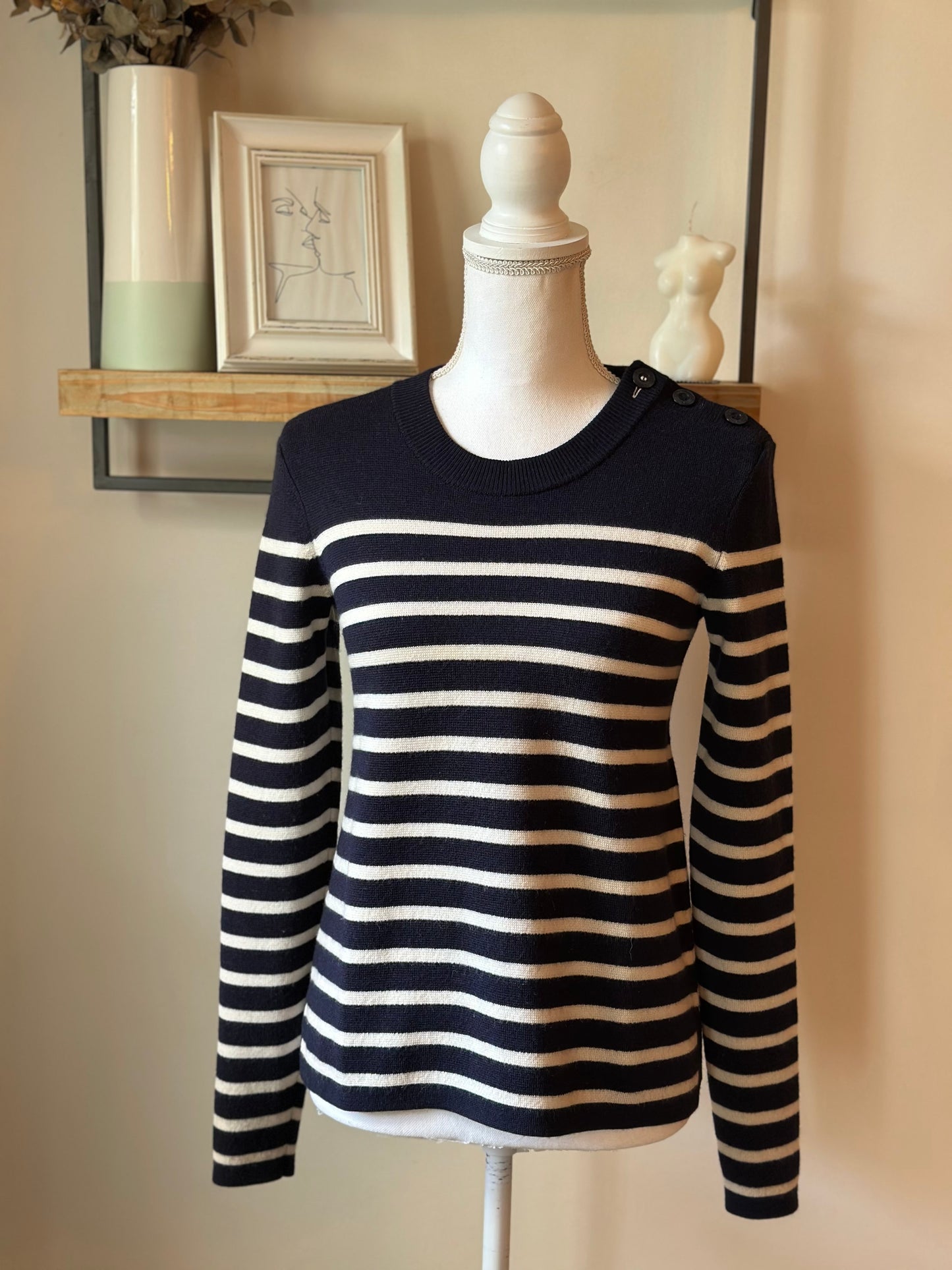 Pull marin rayé en laine mérinos T.34