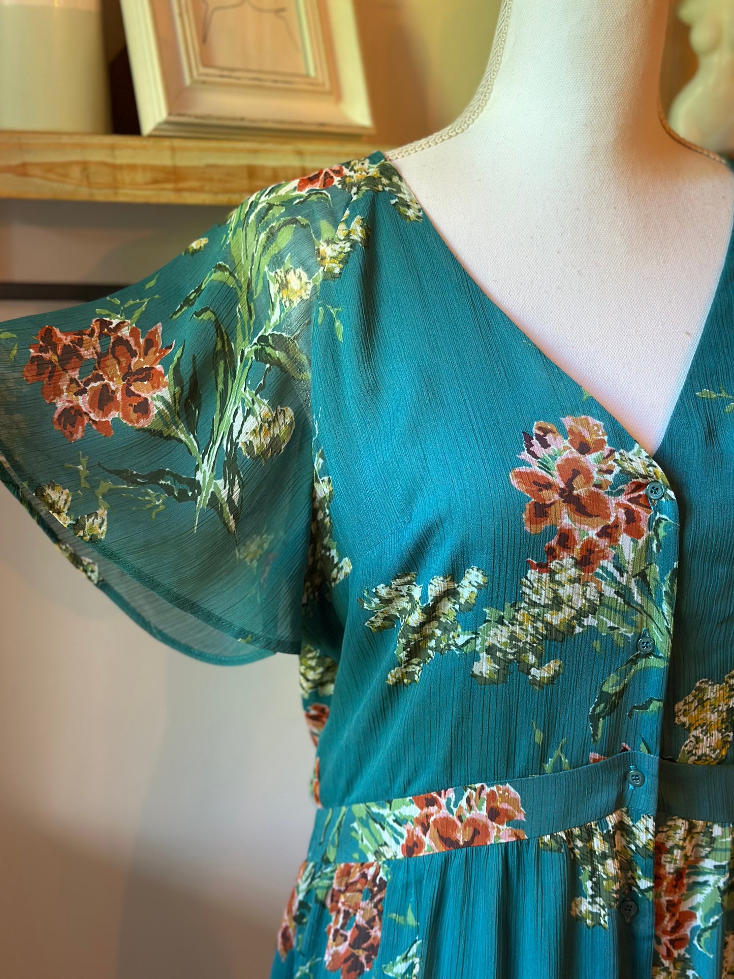 Robe longue fluide imprimé fleuri T.40