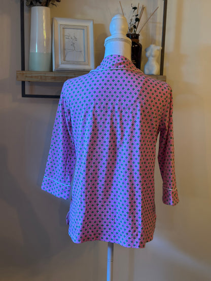 Chemise imprimé façon pyjama rose T.34