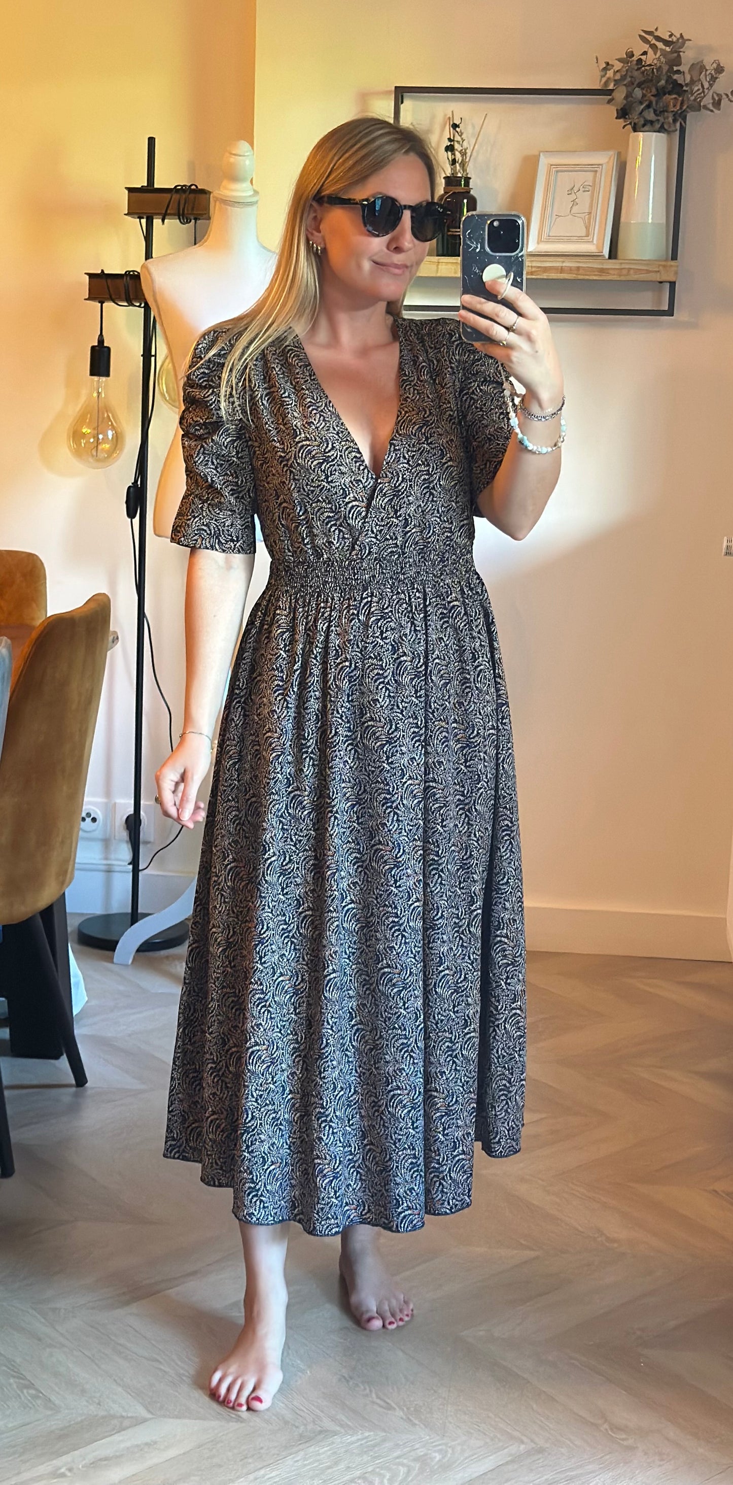 Robe longue imprimé feuillage T.38