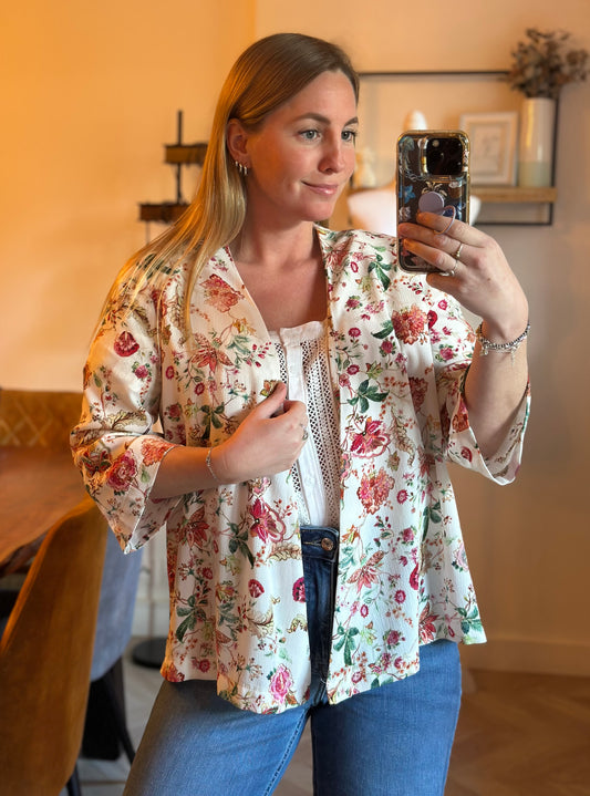 Veste kimono fluide imprimé floral T.40
