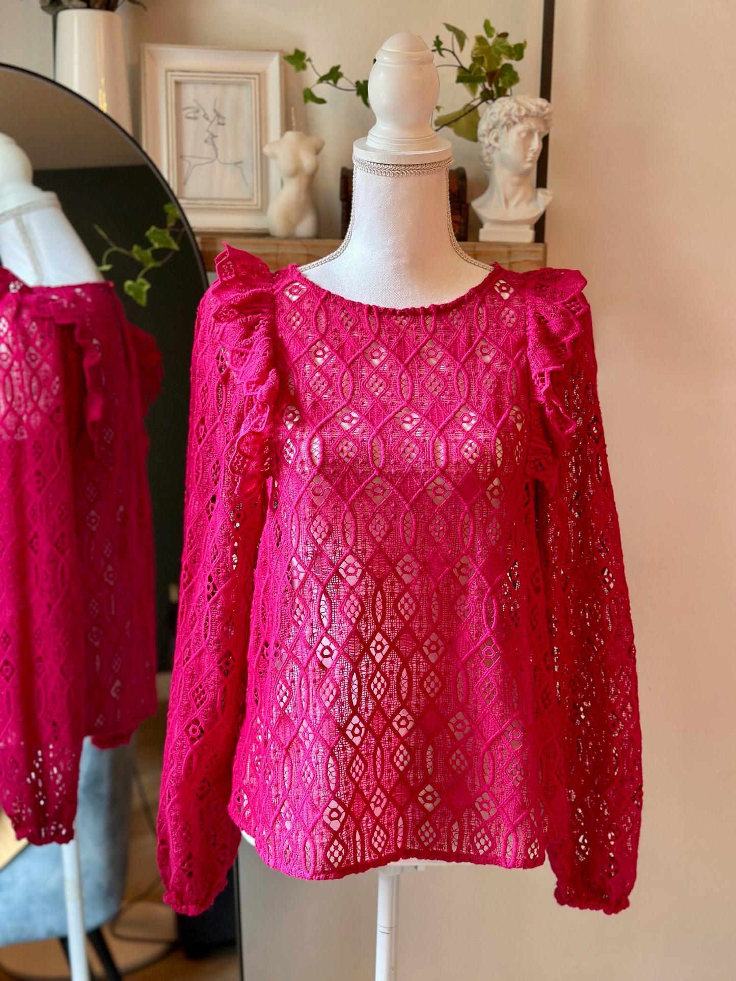 Blouse rose broderie modèle Salina T.36