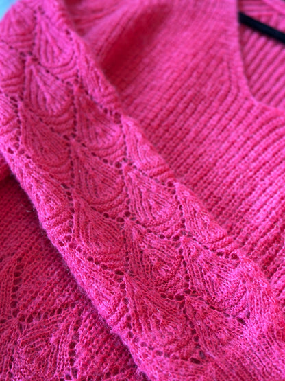 Pull maille ajourée rose mohair T.38/40
