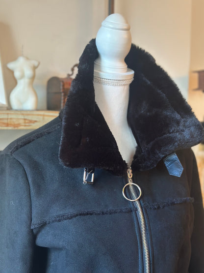 Veste aviateur en velours noir doublée T.34