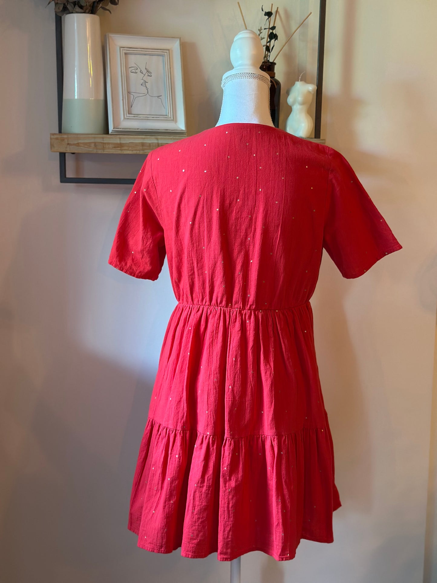 Robe rouge bohème en coton T.38