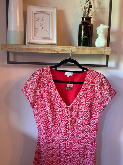 Robe longue imprimé rouge et blanc T.36