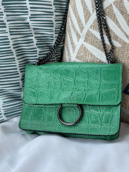 Sac bandoulière cuir embossé crocodile vert – cuir véritable