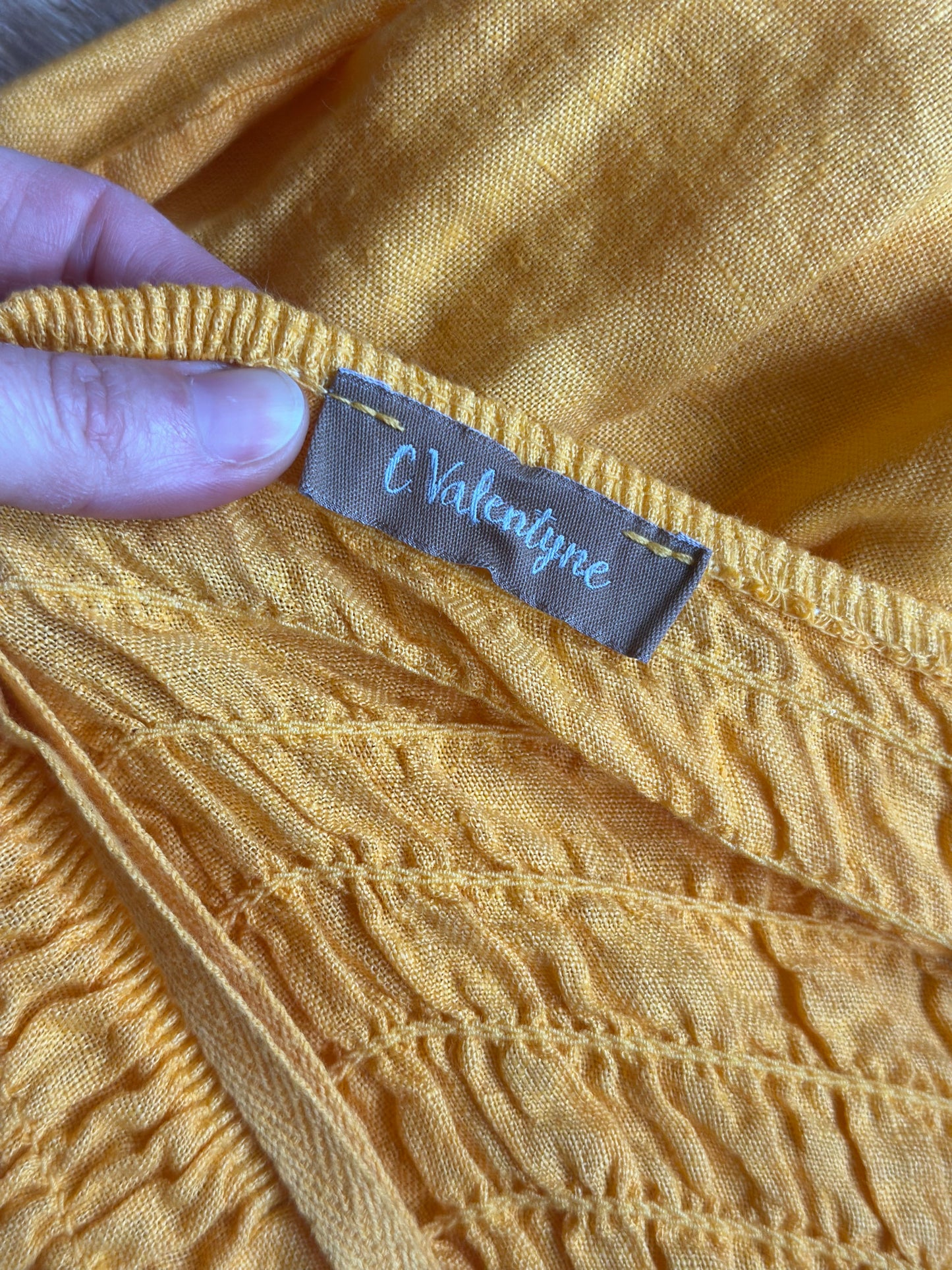 Robe midi jaune en lin boutons – T.38/40