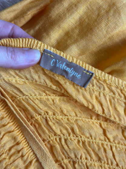 Robe midi jaune en lin boutons – T.38/40