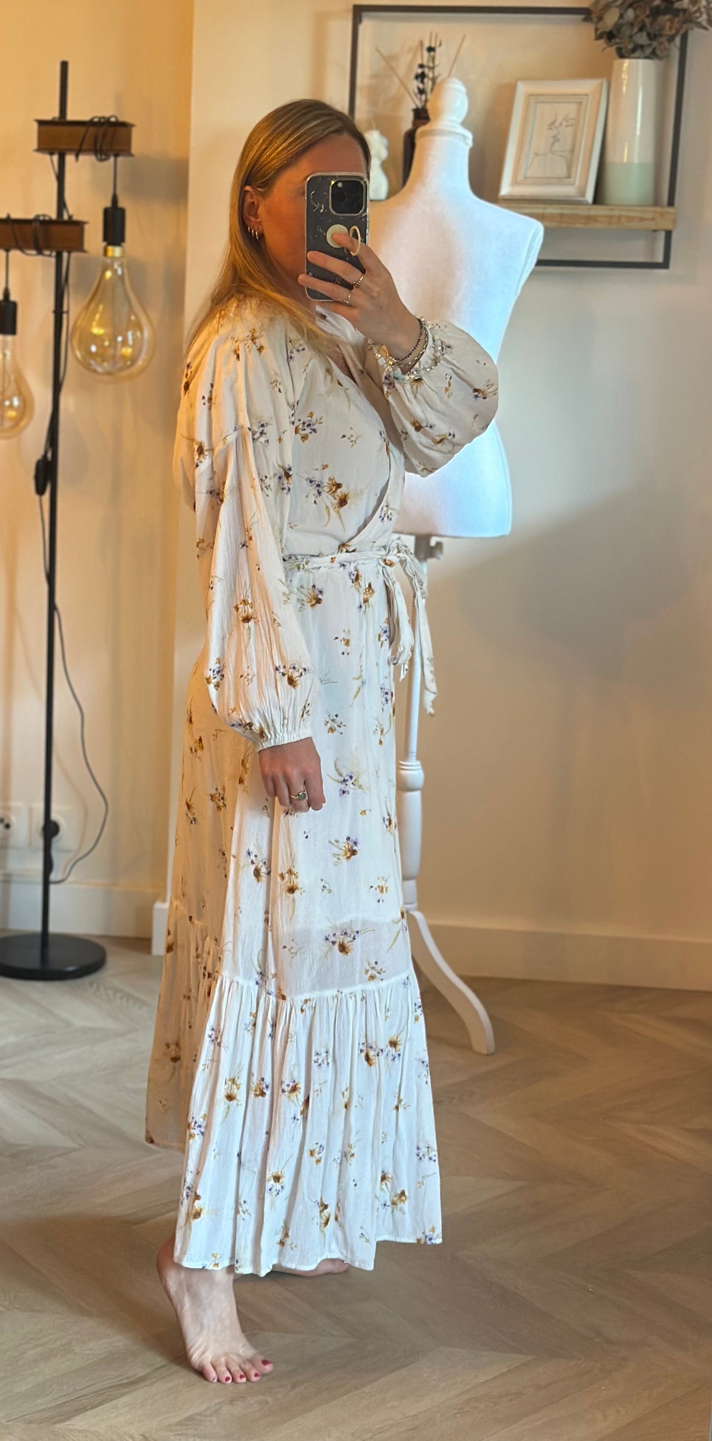 Robe longue fleurie H&M coton T.34/36