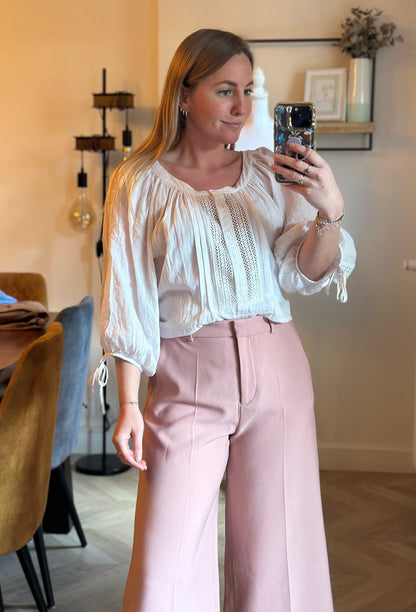 Pantalon large rose poudré T.34