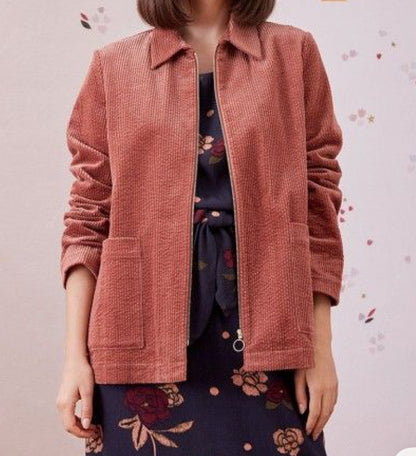 Veste en velours côtelé rose brique – Modèle Elodia – T3 (oversize)