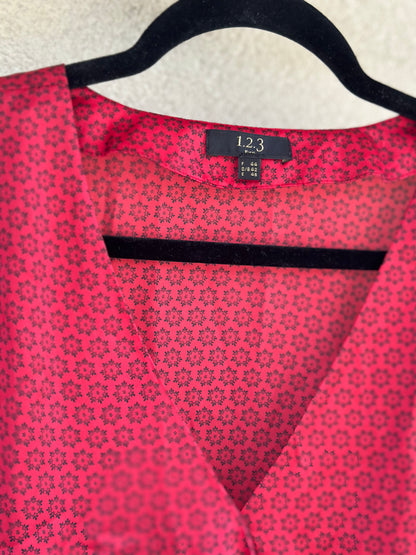 Blouse effet satiné – imprimé fleuri col V T.44