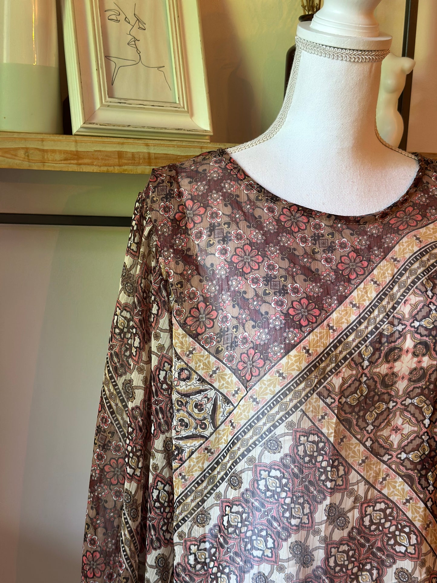 Blouse bohème imprimé patchwork Made in Italy T.U (38 au 42)