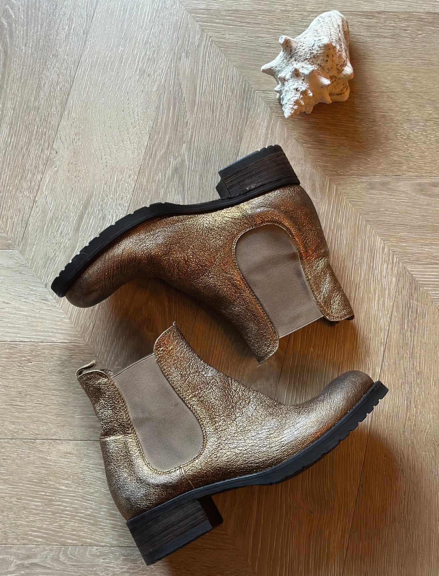 Bottines Chelsea cuir doré Made in Italy T37,5