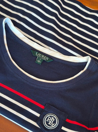 T-shirt marinière bleu marine et blanc T.36