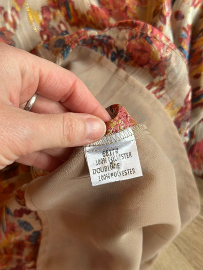 Chemise fluide fleurie beige irisée T.36