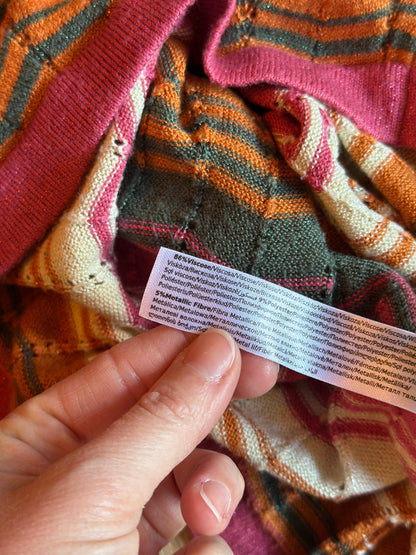 Robe longue maille ajourée multicolore T.36
