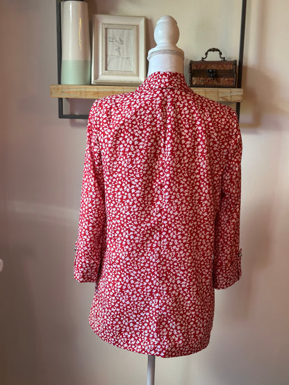 Blazer fluide imprimé rouge et blanc T36 oversize