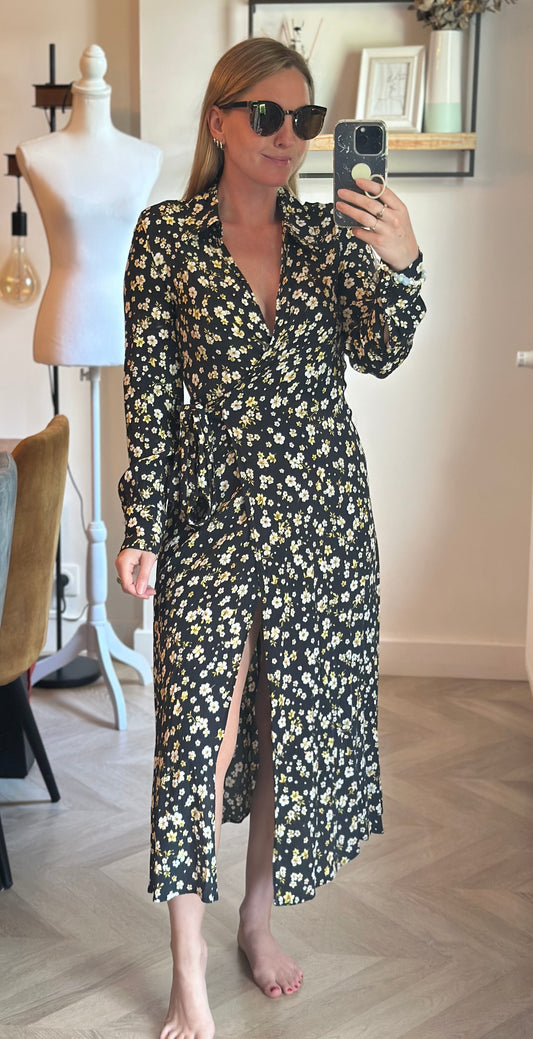 Robe longue portefeuille fleurie T.34