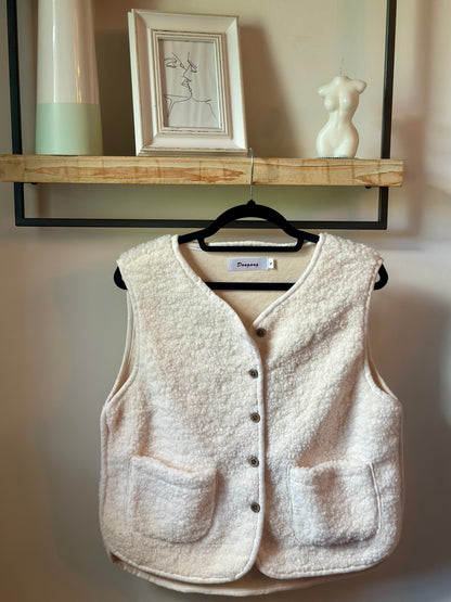 Gilet sans manches crème effet mouton neuf T.36