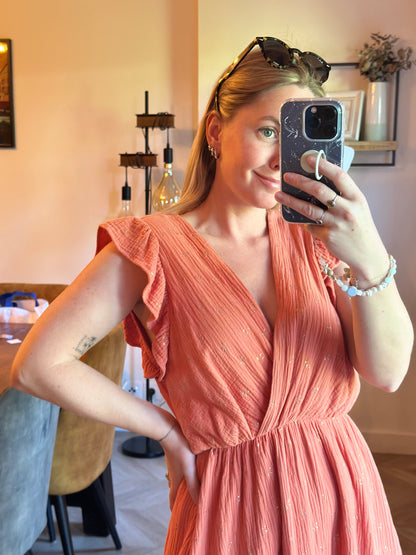 Robe gaze de coton corail T.36/38