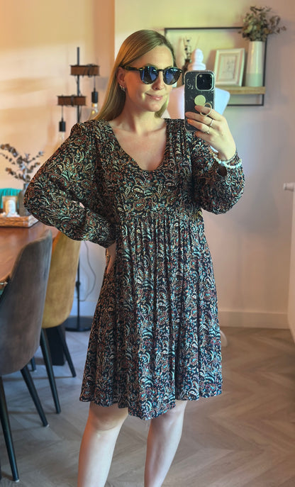 Robe fluide fleurie cachemire viscose T.44