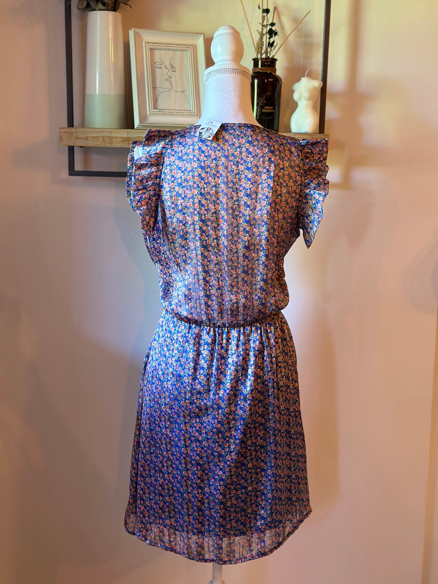 Robe imprimé fleuri bleu T.36