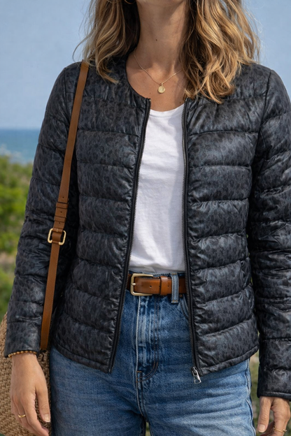 Belle doudoune en duvet imprimé T.38