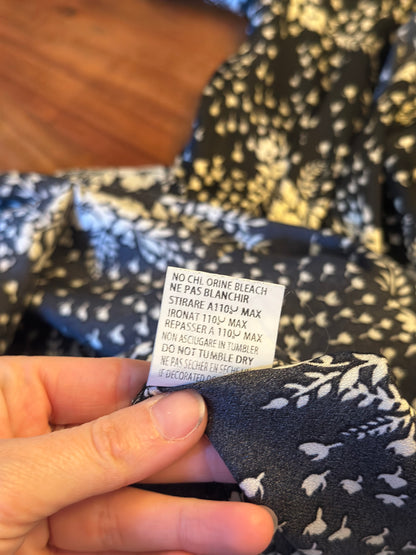 Robe longue imprimé fleuri noir et écru T.36/38