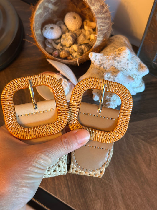 Ceinture bohème tressée – beige ou crème – neuve, ajustable