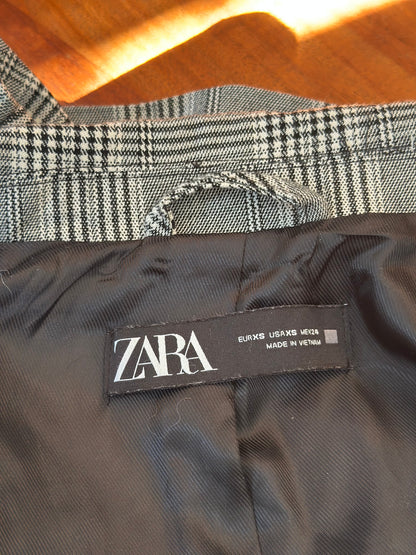 Blazer à carreaux gris T.34 oversize