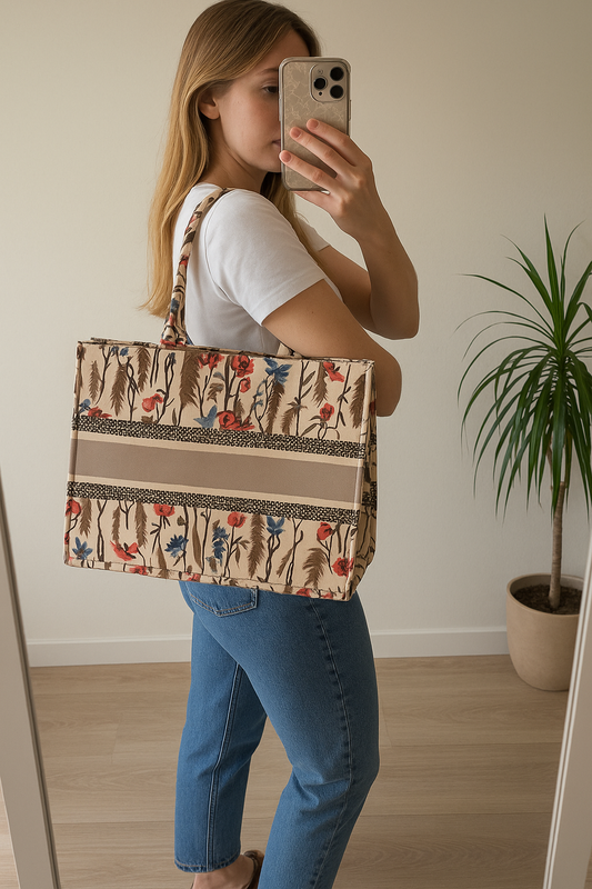 Grand sac cabas à fleurs