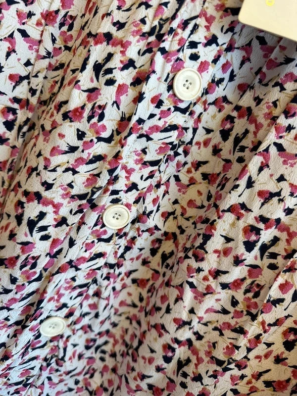 Jupe fluide à motifs blanc et rose neuve T.40/42