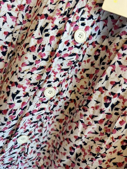 Jupe fluide à motifs blanc et rose neuve T.40/42