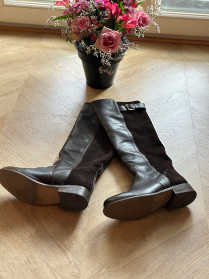 Bottes cavalières bi-matière cuir marron P.37