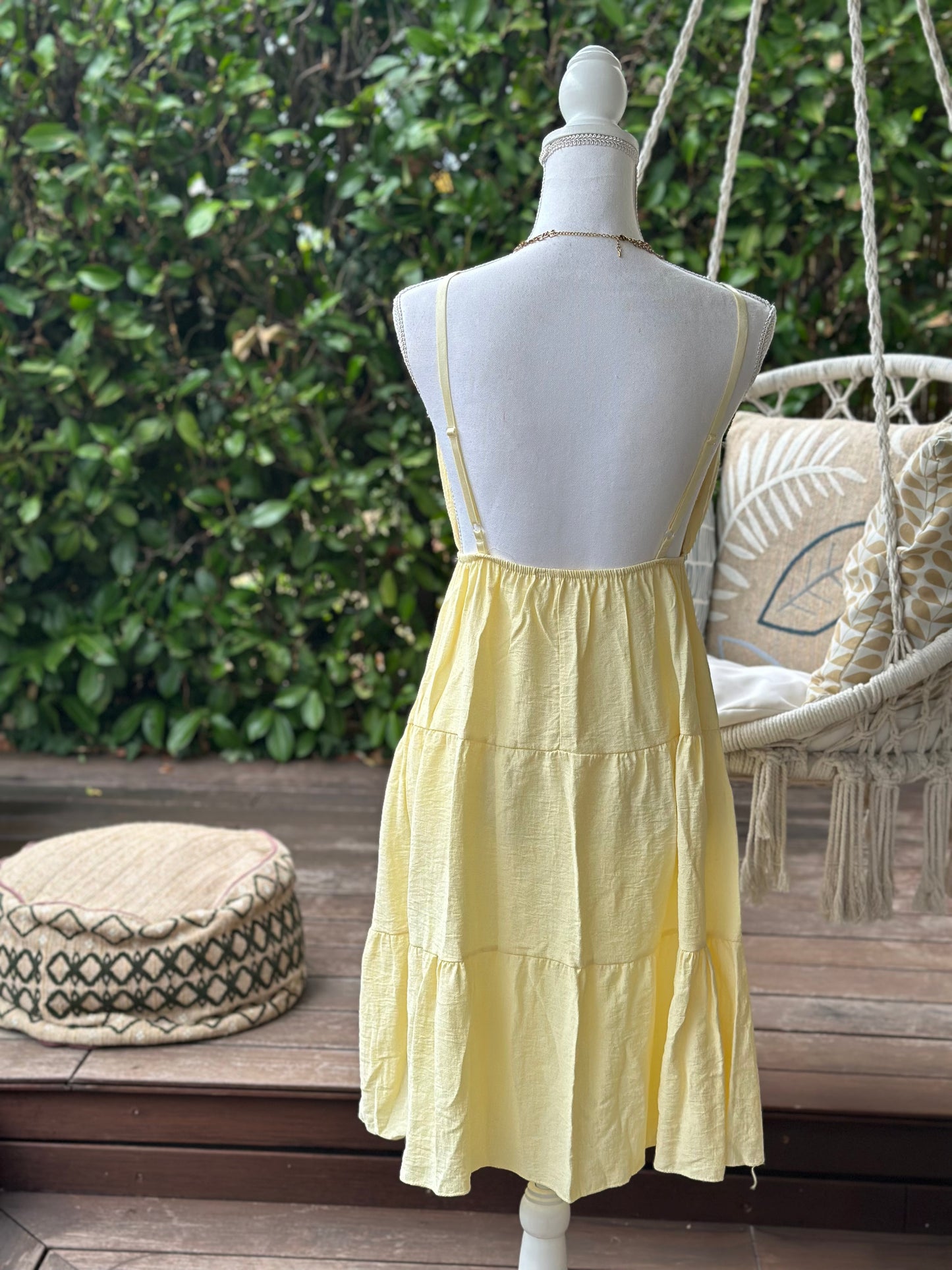 Robe à bretelles Made in Italy jaune clair en viscose T.U