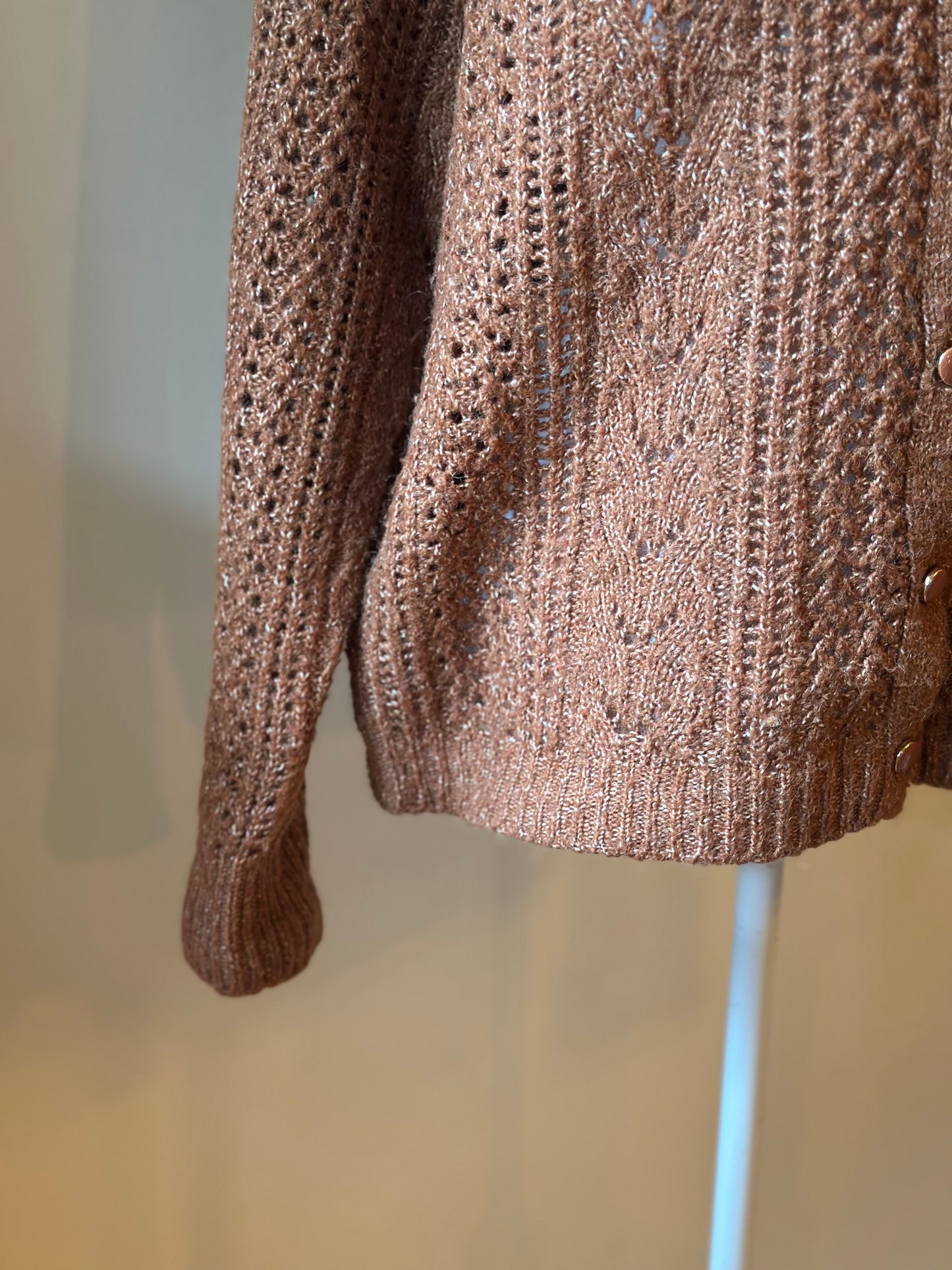 Gilet maille ajourée uni T.42